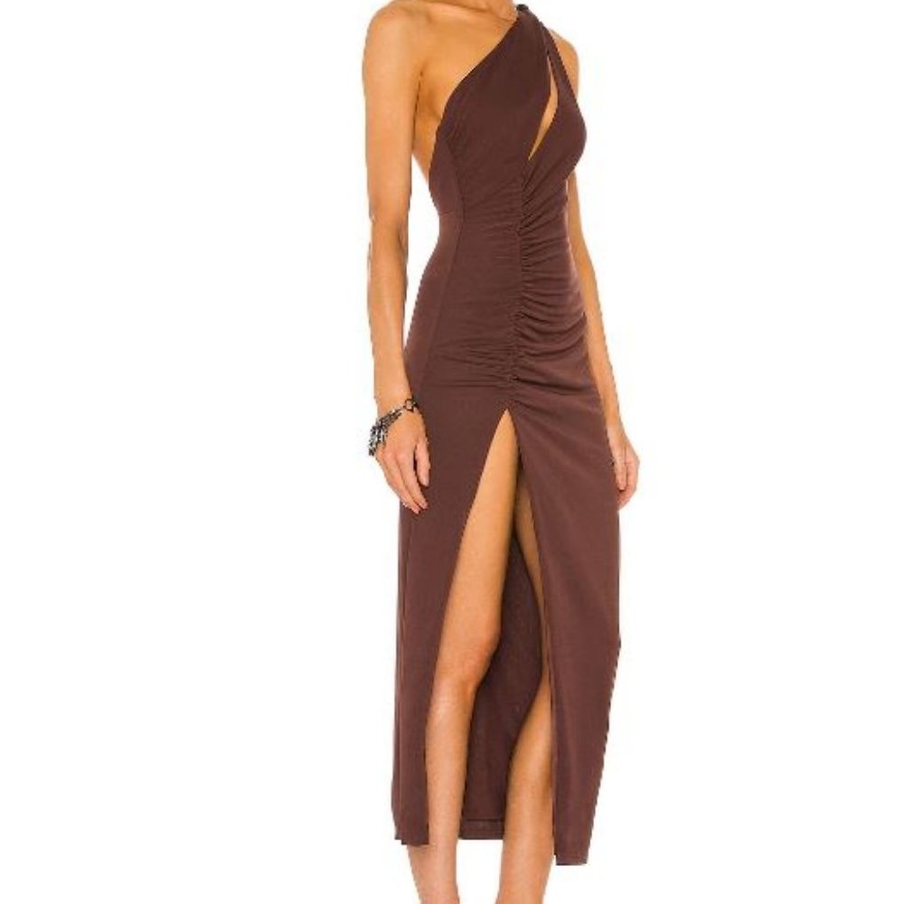 NWT DUNDAS x REVOLVE Kate Midi Dress in Brown S - Picture 3 of 5